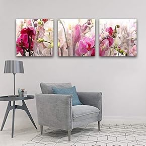 3 Panel Canvas Wall Art Elegant Flowers Pictures Home Wall Decorations for Bedroom Living Room Paintings Canvas Prints Framed - 12"x12"x3 Panels