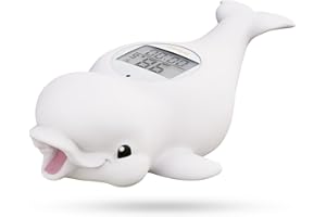 Baby Bath Thermometer for Newborn & Infant - Floating Digital Water Temperature Monitor with Timer & LCD Display - Safe Bathi