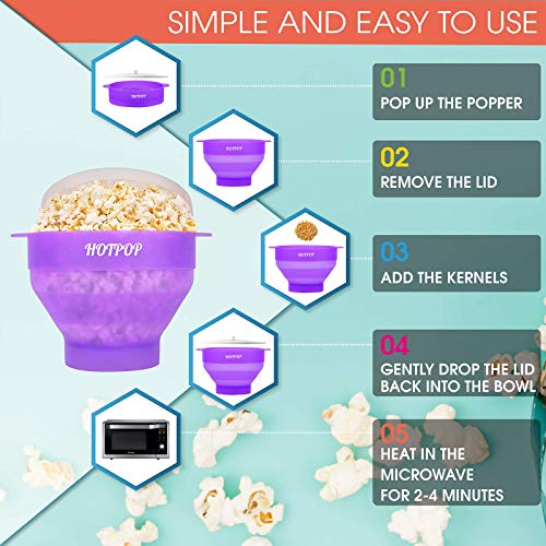 The Original Hotpop Microwave Popcorn Popper, Silicone Popcorn Maker
