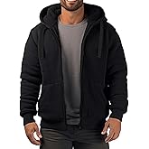Dicodoum Winter Hoodies for Men，Sherpa Fleece Lined Jackets Thermal Fashion Hooded Coats Zip Up Sweatshirt