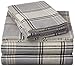 Amazon Brand – Pinzon Plaid Flannel Bed Sheet Set - Full, Grey Plaid