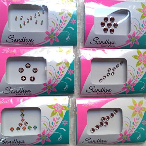 Bindi Store Designer Decorated Bindi for Women 6 Pack Traditional Colourful Bindi