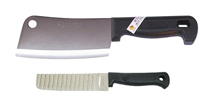 Kiwi Thai Chef Hackmesser Hackbeil #830P Küchenmesser Kochmesser 28cm 195g + Buntmesser für Wellenschnitt