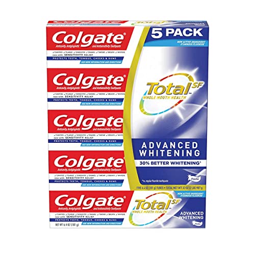Colgate Total SF Advanced Whitening Toothpaste, 6.4 oz (Pack of 5)