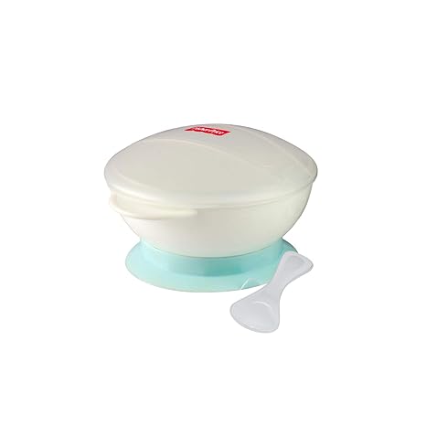 Fisher-Price Non-Slip Suction Bowl with Snap-in Spoon, Blue