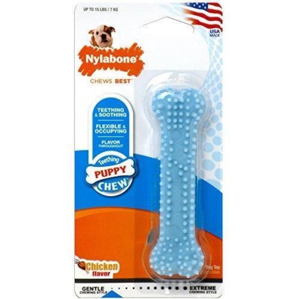 Nylabone Puppy Chew Textured Teething Bone Dog Chew Toy Chicken X-Small 1 Count