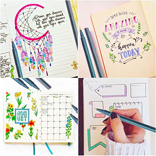 Fineliner Color Pen Set, Fine Line Point Drawing Marker Pens for Writing Journaling Planner Coloring Book Sketching Taking Note Calendar Art Projects Office School Supplies (18 Colors)