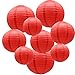 ADLKGG Round Hanging Paper Lanterns Decorations for Party Wedding Birthday Baby Showers Christmas Supplies, Red 9 Pack