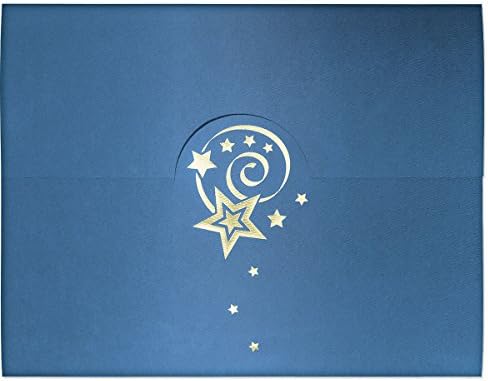 Gold Star Foil Blue Certificate Folder, 80 lb stock paper weight, 9.75 x 12.25 inches, 25 count
