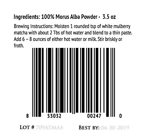 Immortalitea White Mulberry Matcha Style Tea Powder – Blood Sugar Balance Herbal Tea Powder – Caffeine-Free - 3.5 Ounce