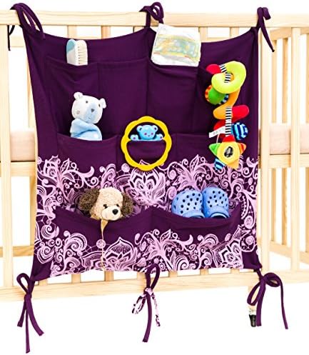 Keep Baby Room Clean &amp; Tidy w/ Cool Babypeta Stylish Organizer - Hanging Changing Nursery Organiser for Toys, Diapers, Pacifiers &amp; Other Baby Items, Fits Baby Cribs &amp; Changing Tables (violet)
