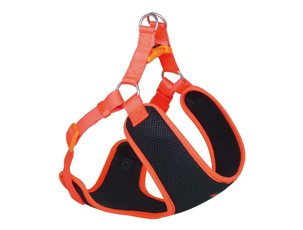 Nobby Harness Black Mesh Reflect, Orange, L: 33-41 cm + 37 cm, W: 10 mm, Pack of 1