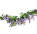 Sunrisee 2 Pcs Artificial Flowers 6.6ft Silk Wisteria Ivy Vines Hanging Flower Greenery Garland for Wedding Party Home Garden Wall Decoration, Purple primary