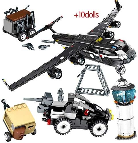ALEXADRO - 1872PCS Team Transport Aircraft Building Blocks City Po Military Airplane Figures Bricks Toys For Children