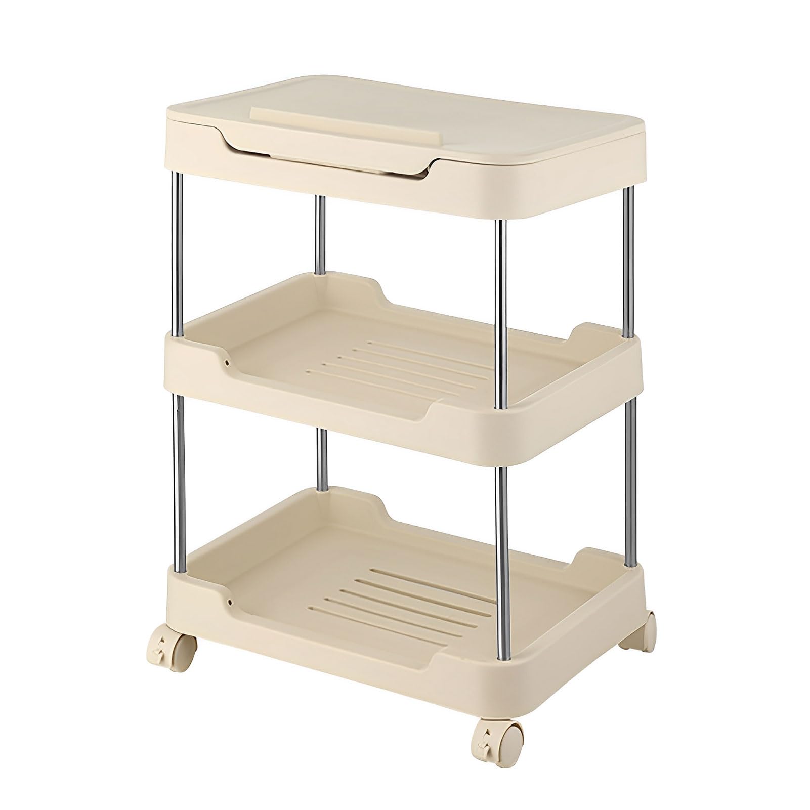 Photo 1 of AGTEK 3 Tier Mobile Bookshelf Cart with Wheels?Multi-Functional Storage Rolling Bookcase Organizer for Painting, Classroom, Office and Home, Beige