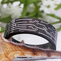 8mm Width Tungsten Carbide Ring Computer Circuit