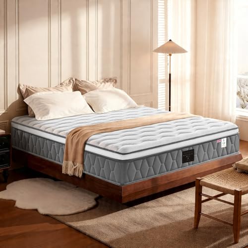 NineLan Orthopaedic Small Single Mattress 2FT6 for Back Pain Relief, 10.6 Inch Hybrid 7-Zone Pocket Sprung Mattress with Cooling Gel Memory Foam & Breathable Knitted Cover, Medium Firm, 75x190x27cm