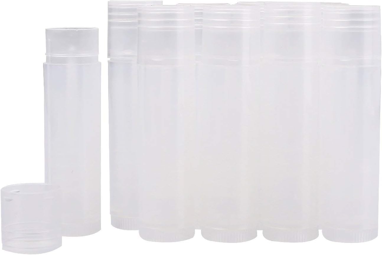 ECOSWAY Transparent Empty DIY Lip Balm Tubes Containers with Lid Caps,BPA Free Empty Lip Gloss Tubes,Homemade Lip Balm (20 Pcs)