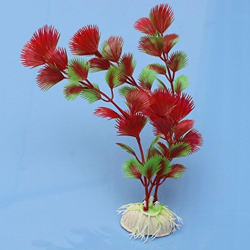 New 20cm Red Plastic Water Plant Landscaping Aquarium Fish Tank Ornament Decoration Set34