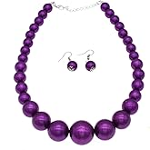 MeliMe Big Faux Pearl Necklace for Women Large Pearls Choker Necklaces Chunky Pearl Necklace and Earrings Set 1920s Costume Pearl Jewelry (purple pearl necklace)
