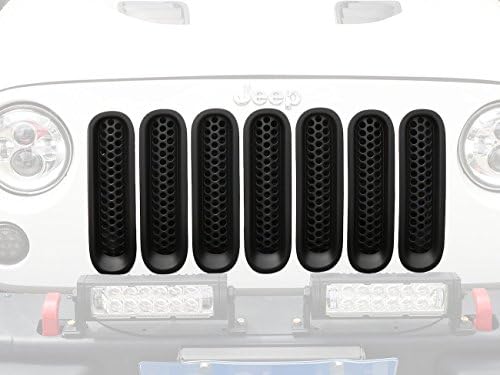 AVOMARR Upgrade Clip in Version 7 Pieces Matt Black Mesh Front Grille Grill Insert for JEEP JK Wrangler 2007-2015