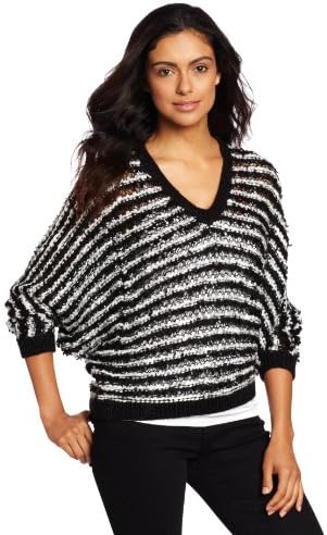 Women's V-Neck Textured Dolman Sweater