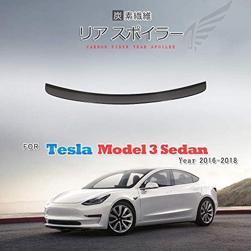 Jcsportline カーボン製 For Tesla 世界の人気ブランド Model 3用リアスポイラー リアウイング トランクスポイラー エアロパーツ 3 リアル 4 Door テスラ Carbon セダン モデル Fiber炭素繊維 16 18モデルに適合