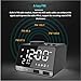 Foreita Digital Alarm Clock, Bluetooth Speaker with Dual Snooze Clock USB Charging Port, AUX TF Card Play, Thermometer, Large Mirror LED Dimmable Display for Bedroom, Kitchen, Table, Desk