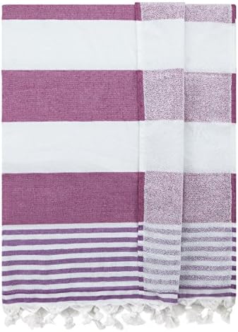 Eshma Mardini Bath & Beach Towel, %100 Cotton Peshtemal, Pool, Spa, Sauna, Hot Yoga Towel (Double Sided) Various Colors - ( Pink - Purple )