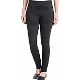 Dalia Women's Pull-On Ponte Pant with Built-in Tummy Control Panel extra small Black-off White