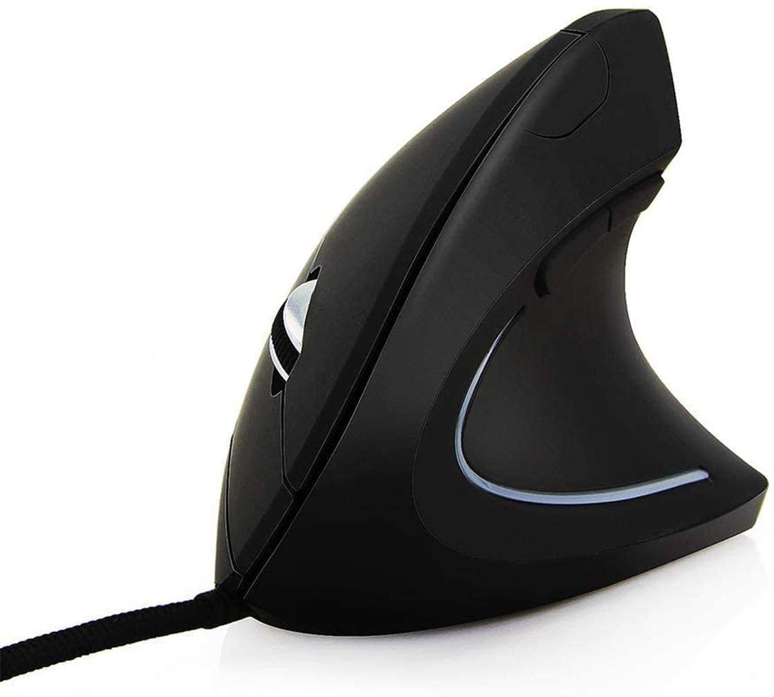 BeWishes Ergonomic Optical Mouse USB High Precision Optical Wired Vertical Mouse, 4 Adjustable DPI with Color Breathing Light Mouse 5 Buttons for PC/Laptop/Mac