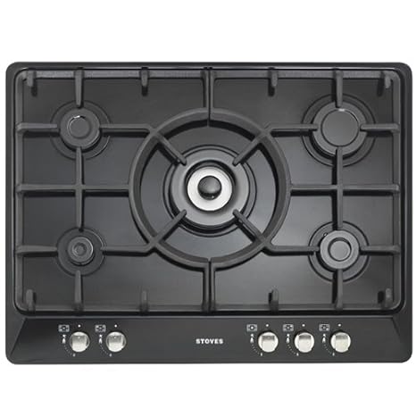 Stoves Sterling G700c Black 700mm Gas Hob 5 X Burners Wok Burner