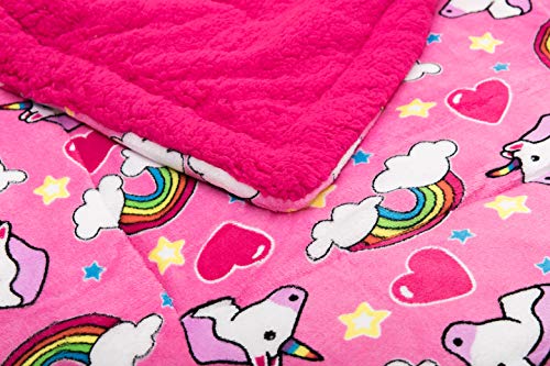 image for Elegant Home Kids Soft & Warm Pink Unicorn Sherpa Baby Toddler Girl Bl
