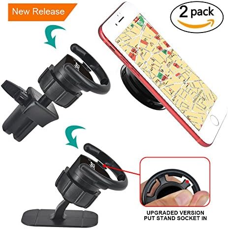 Car Mount for Pop Socket,Air Vent Clip Cell Phone Holder for Phone Popsocket and Grips with Lock Setting,Black Car Dashboard Desk Wall Mount Sticker for IPhone X 8 Plus 7 Plus 6s 6 5s 5 4s 4 Samsung