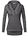Thin Sweatshirt,Timeson Women's Long Sleeve Buttons Decor Tops Classic Hooded Tunics Pullover Grey M