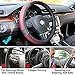 LotFancy Microfiber Leather Car Steering Wheel Cover, Universal 15 inch Fit for Car Truck, SUV, Breathable, Non-Slip Grip, Odorless, Black & Red