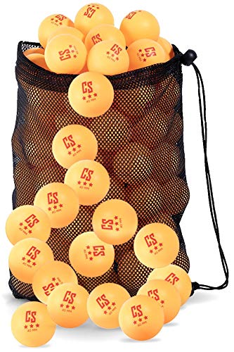 Clinch Star Ping Pong Balls 50 Count for Table Tennis 3-Star 40mm - with Mesh Carry Bag (Orange)