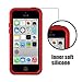 Dailylux iPhone 5C Case,5C Case,PC+Soft Silicone Three Layers Shockproof Armor Anti-Slip Protective Defensive Hard Back Cover for Apple iPhone 5C-Red+Black