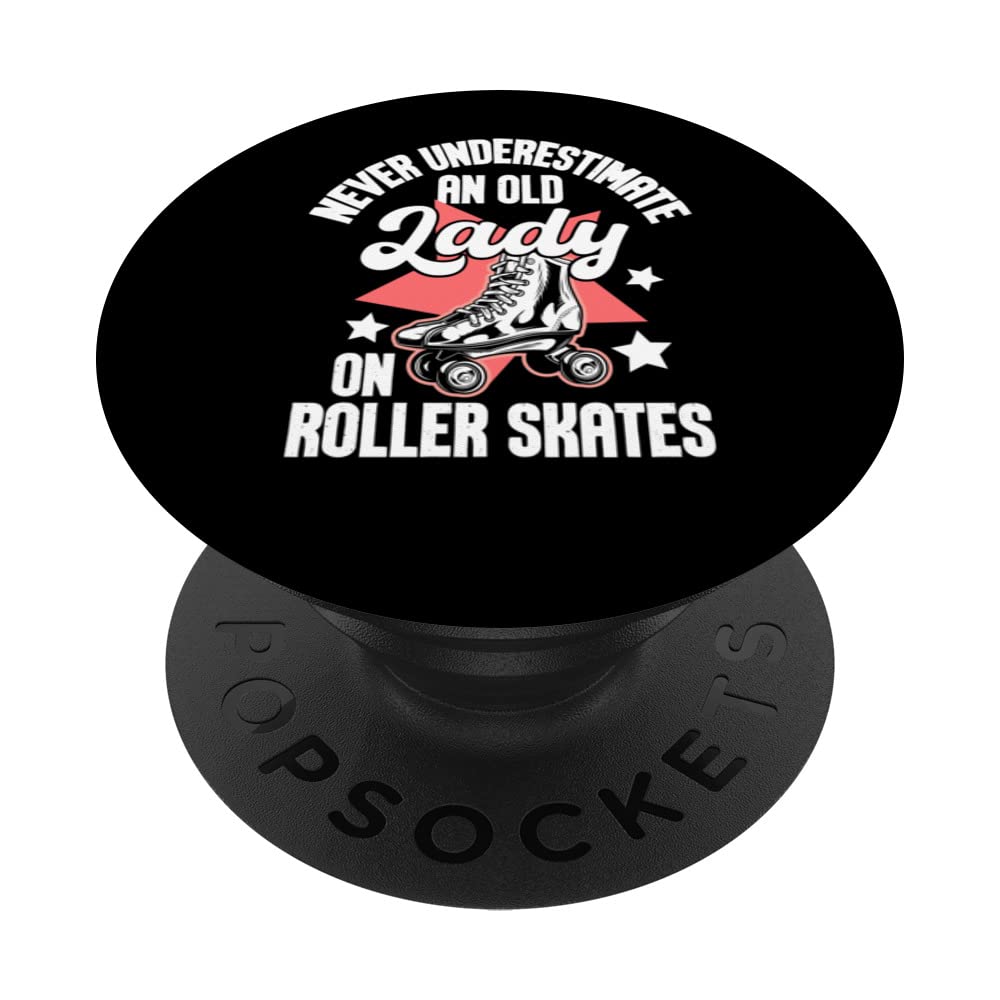 Old Lady On Roller Skates - Roller Skating Roller Derby PopSockets Swappable PopGrip