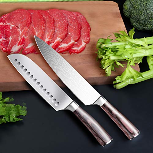 Pro Kitchen Knife 8 inch chef knife and 7 inch kitchen knife High Carbon Stainless Steel Ergonomic Equipment chef's knives 2 piece