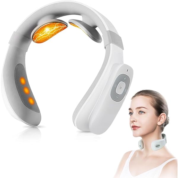 Amazon.com: 頸部按摩器附加熱,便攜式垂頸按摩器,電動脈衝頸部和