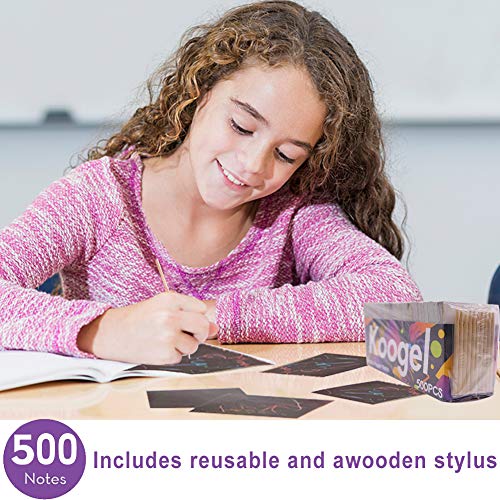 Koogel 500pcs Scratch Art for Kids, 3.6 inch x 2.1 inch Rainbow Scratch Art Rainbow Magic Scratch Paper Scratch Art Paper for Children Painting Art Creation Painting Teaching