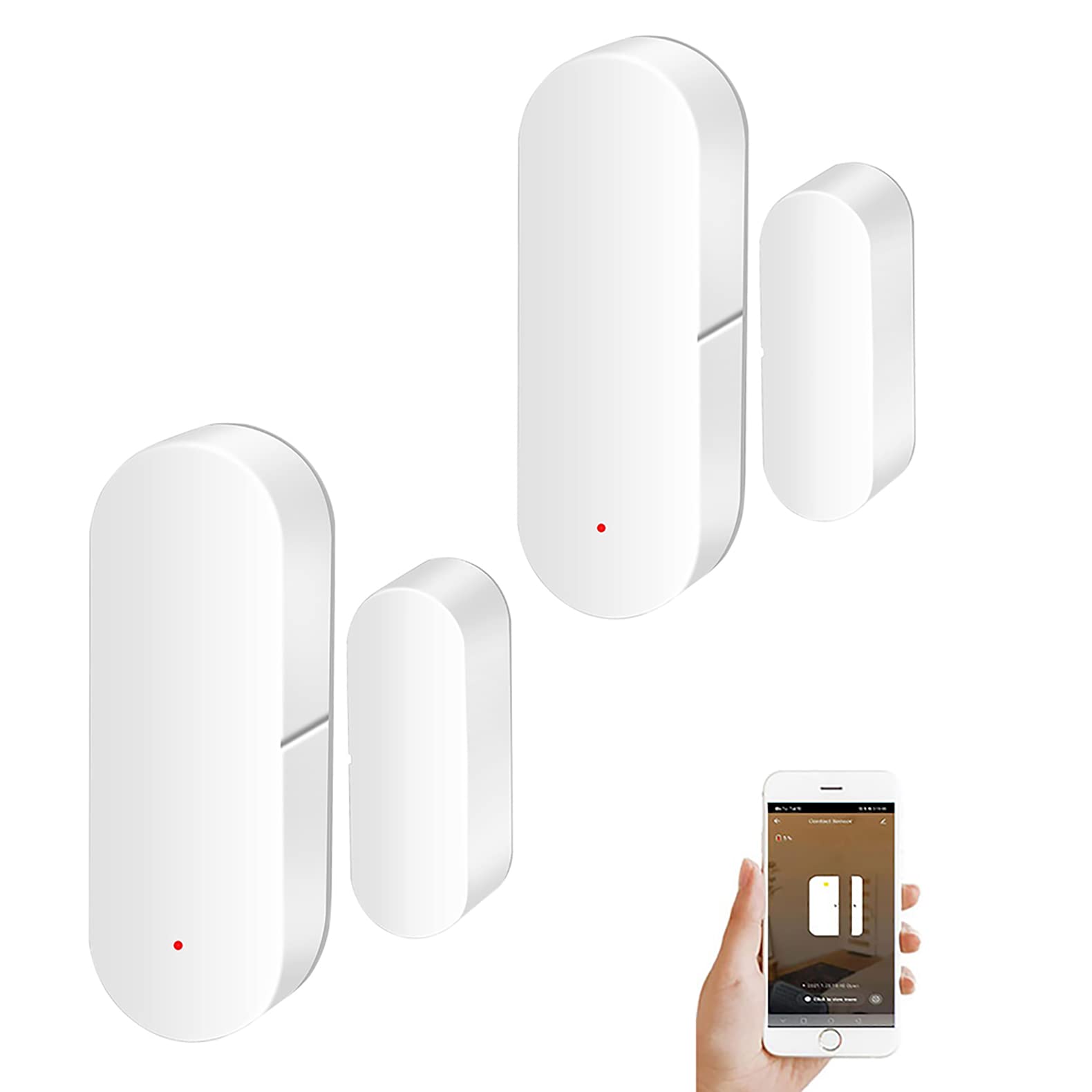 Door Window Sensor: Smart Tuya Door Sensor Free App Real-time Alerts, Wireless WiFi Window Contact Sensor for Home Security & Smart Home Automation, Support for Alexa Google Assistant (2-Pack)