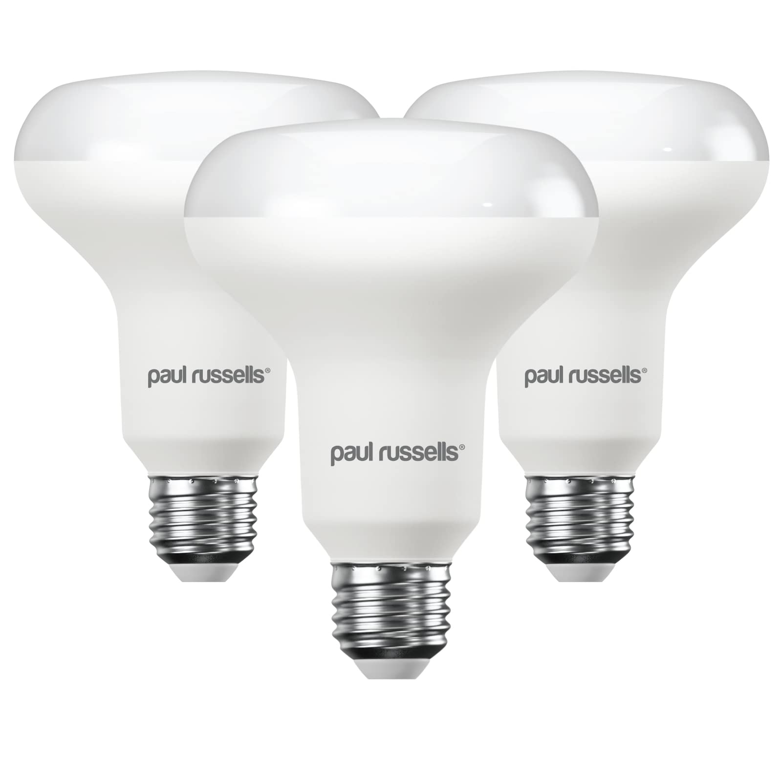 paul russells E27 Spotlight 10W LED Reflector R80 Light Edison Screw, 60w Equivalent Bulb, 940 Lumen, 6500K Daylight, Frosted 120° Beam Angle ES Energy Saving Non-Dimmable Lightbulbs, 3 Pack