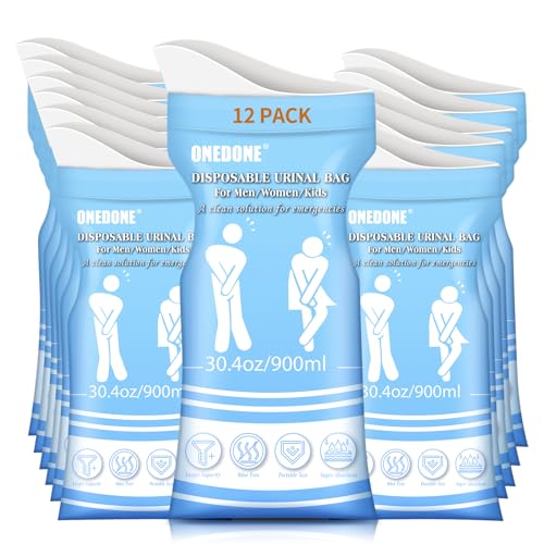 ONEDONE Disposable Urine Bags 6/8/12/24 30.4 OZ Pee Bags for Travel for Men Women Kids Emergency Urine Bags Portable Unisex Urinal Bags Vomit Bags for Traffic Jams Camping Hiking