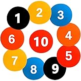 Wrzbest Numbered Poly Spot Markers - 10pc Anti-Slip 9 Inch (23cm) Floor Dots for Sports Training, Agility Drills, Games