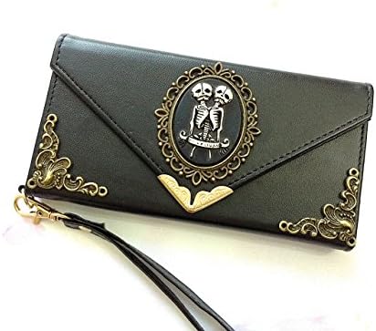 Twin skull envelope leather wallet handmade phone case cover for iPhone 8 Plus / iPhone 7 Plus 5.5" inch MN0707