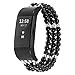 IMYMAX for Fitbit Charge 2 Bands Bracelet Women Replacement Dressy Artificial Pearl Elastic Handmade Bracele/Wrist band for Fitbit Charge 2 Smart Watch (Pearl Black)