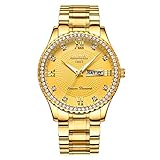 Mens Luxury Quartz Watches Classic Gold Business Watch for Men Full Stainless Steel Luminous Wristwatch Waterproof Clock ...