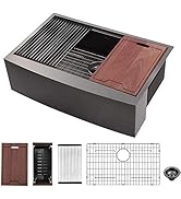 Black Farmhouse Sink - Lordear 30 inch Kitchen Sink Apron Front Single Bowl Workstation 16-Gauge ...